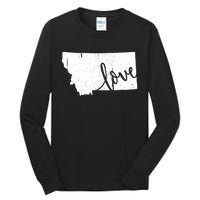 Montana Home Love Vintage State Map Outline Tall Long Sleeve T-Shirt