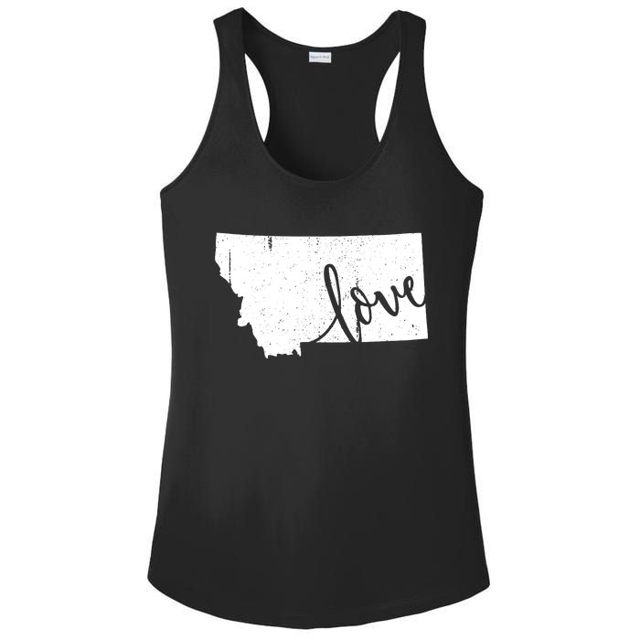 Montana Home Love Vintage State Map Outline Ladies PosiCharge Competitor Racerback Tank