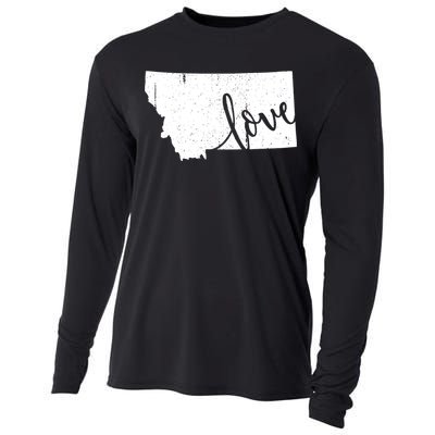 Montana Home Love Vintage State Map Outline Cooling Performance Long Sleeve Crew