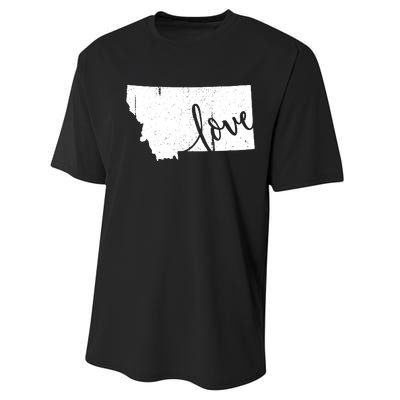 Montana Home Love Vintage State Map Outline Performance Sprint T-Shirt