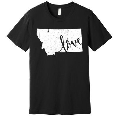 Montana Home Love Vintage State Map Outline Premium T-Shirt