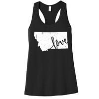 Montana Home Love Vintage State Map Outline Women's Racerback Tank