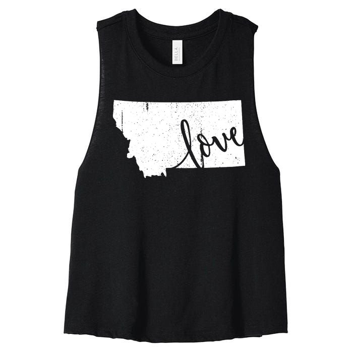 Montana Home Love Vintage State Map Outline Women's Racerback Cropped Tank