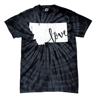 Montana Home Love Vintage State Map Outline Tie-Dye T-Shirt