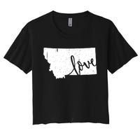 Montana Home Love Vintage State Map Outline Women's Crop Top Tee