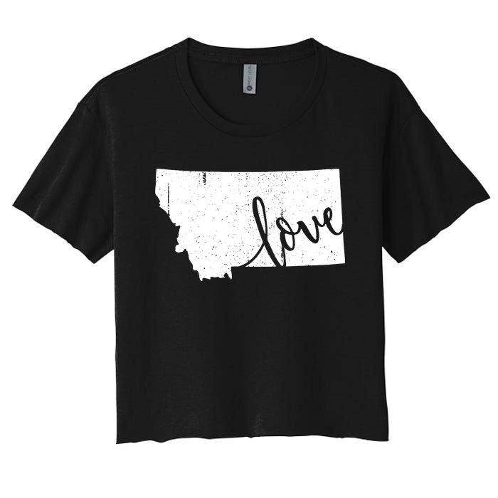 Montana Home Love Vintage State Map Outline Women's Crop Top Tee