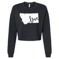 Montana Home Love Vintage State Map Outline Cropped Pullover Crew