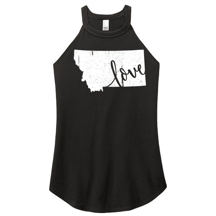 Montana Home Love Vintage State Map Outline Women's Perfect Tri Rocker Tank