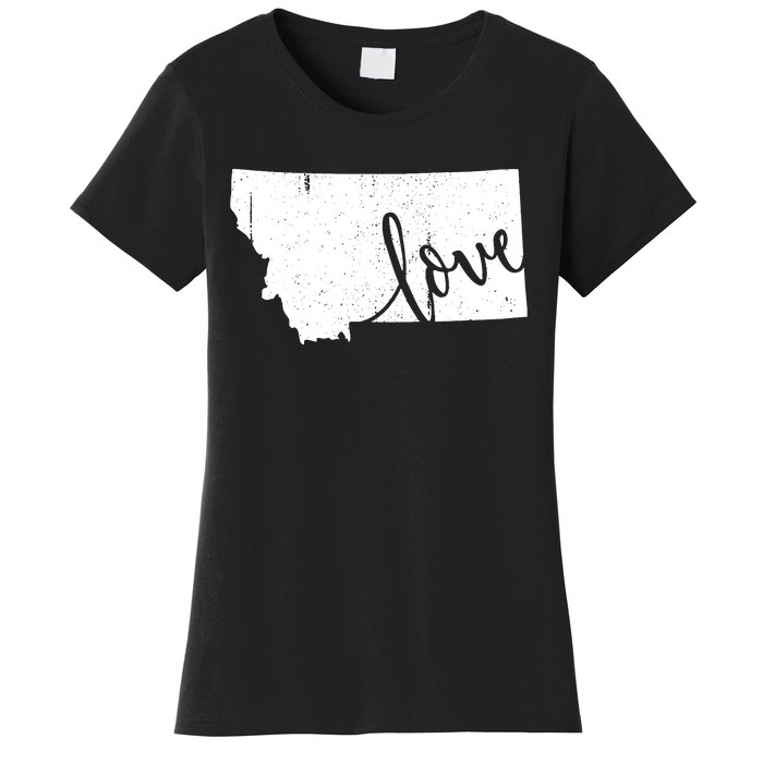 Montana Home Love Vintage State Map Outline Women's T-Shirt