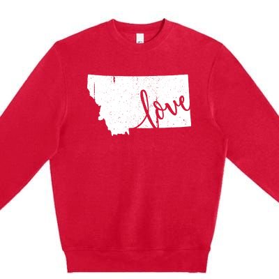 Montana Home Love Vintage State Map Outline Premium Crewneck Sweatshirt