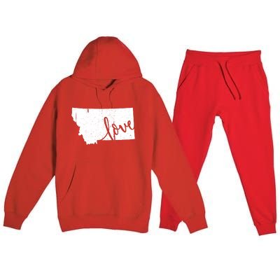 Montana Home Love Vintage State Map Outline Premium Hooded Sweatsuit Set