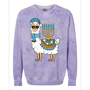 Menorah Hanukkah Llama Cute Alpaca Chanukah Colorblast Crewneck Sweatshirt