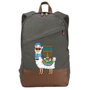 Menorah Hanukkah Llama Cute Alpaca Chanukah Cotton Canvas Backpack