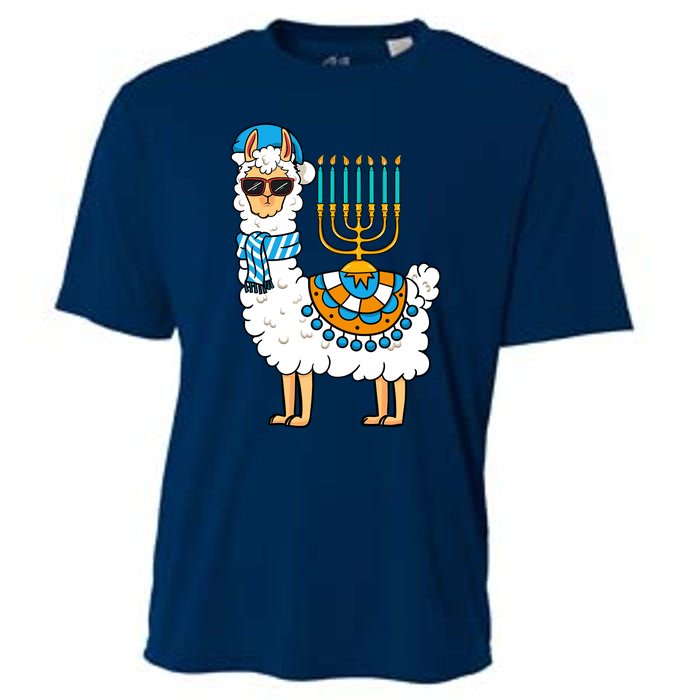 Menorah Hanukkah Llama Cute Alpaca Chanukah Cooling Performance Crew T-Shirt