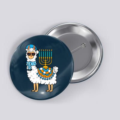 Menorah Hanukkah Llama Cute Alpaca Chanukah Button