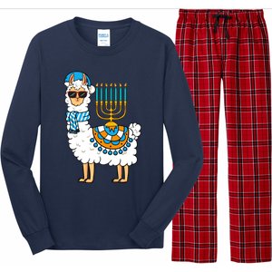 Menorah Hanukkah Llama Cute Alpaca Chanukah Long Sleeve Pajama Set