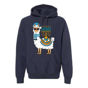 Menorah Hanukkah Llama Cute Alpaca Chanukah Premium Hoodie