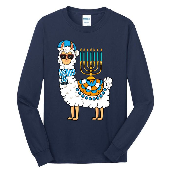 Menorah Hanukkah Llama Cute Alpaca Chanukah Tall Long Sleeve T-Shirt