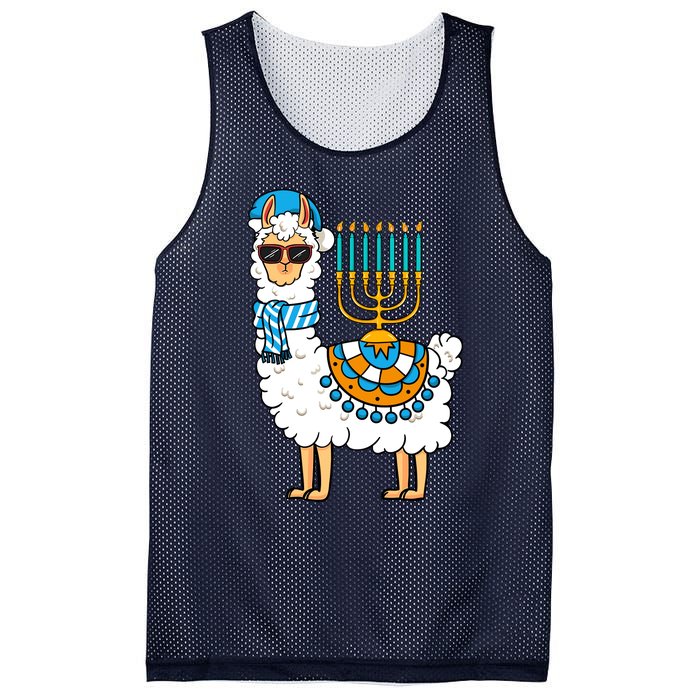 Menorah Hanukkah Llama Cute Alpaca Chanukah Mesh Reversible Basketball Jersey Tank