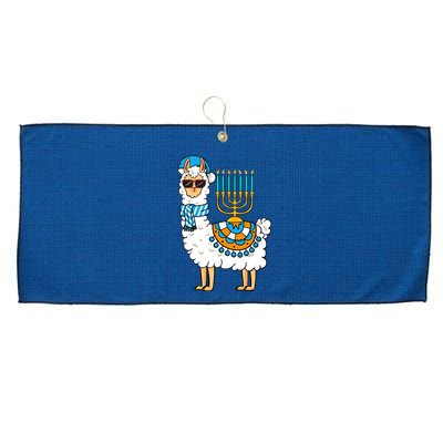 Menorah Hanukkah Llama Cute Alpaca Chanukah Large Microfiber Waffle Golf Towel