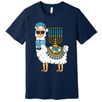 Menorah Hanukkah Llama Cute Alpaca Chanukah Premium T-Shirt