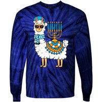 Menorah Hanukkah Llama Cute Alpaca Chanukah Tie-Dye Long Sleeve Shirt