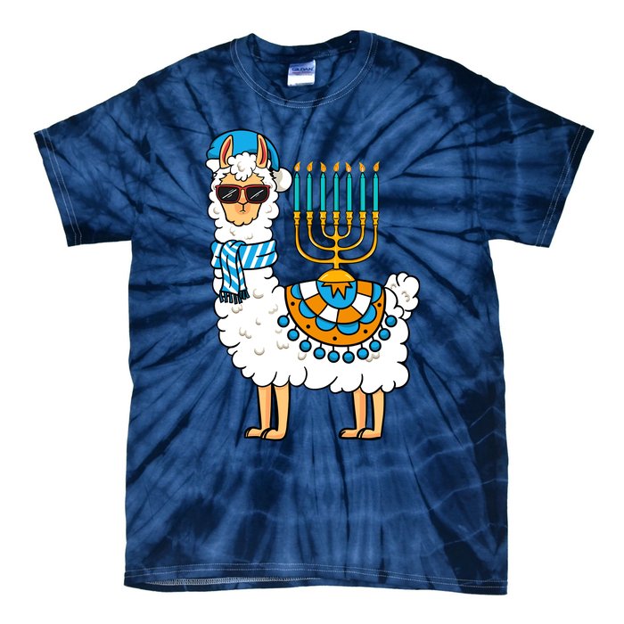 Menorah Hanukkah Llama Cute Alpaca Chanukah Tie-Dye T-Shirt