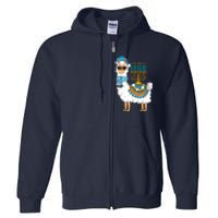 Menorah Hanukkah Llama Cute Alpaca Chanukah Full Zip Hoodie