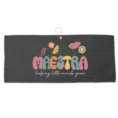 Maestra Helping Little Minds Grow Last Day Of School Large Microfiber Waffle Golf Towel