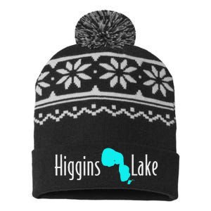 Minimalist Higgins Lake Michigan Nature USA-Made Snowflake Beanie