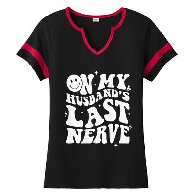 My Husbands Last Nerve Funny For Men Women Ladies Halftime Notch Neck Tee