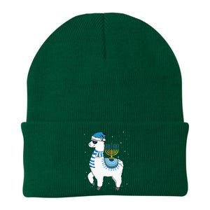 Menorah Hanukkah Llama Cute Alpaca Chanukah Christmas Pajama Knit Cap Winter Beanie