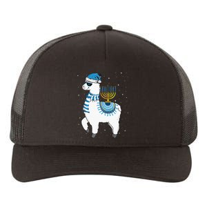 Menorah Hanukkah Llama Cute Alpaca Chanukah Christmas Pajama Yupoong Adult 5-Panel Trucker Hat