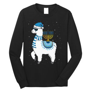 Menorah Hanukkah Llama Cute Alpaca Chanukah Christmas Pajama Long Sleeve Shirt