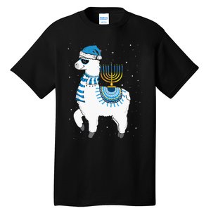 Menorah Hanukkah Llama Cute Alpaca Chanukah Christmas Pajama Tall T-Shirt