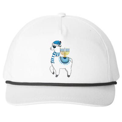 Menorah Hanukkah Llama Cute Alpaca Chanukah Christmas Pajama Snapback Five-Panel Rope Hat