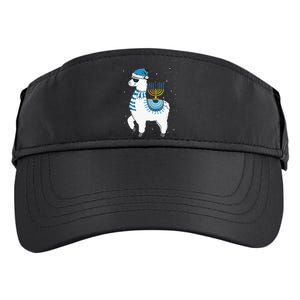 Menorah Hanukkah Llama Cute Alpaca Chanukah Christmas Pajama Adult Drive Performance Visor