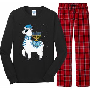 Menorah Hanukkah Llama Cute Alpaca Chanukah Christmas Pajama Long Sleeve Pajama Set