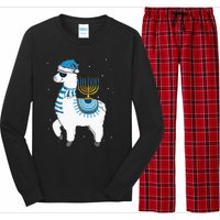 Menorah Hanukkah Llama Cute Alpaca Chanukah Christmas Pajama Long Sleeve Pajama Set