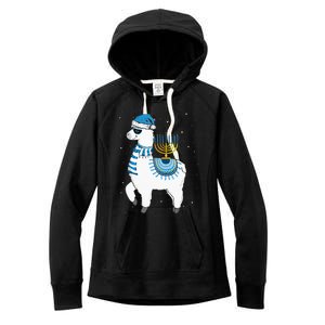 Menorah Hanukkah Llama Cute Alpaca Chanukah Christmas Pajama Women's Fleece Hoodie