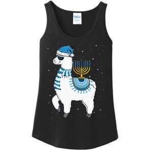 Menorah Hanukkah Llama Cute Alpaca Chanukah Christmas Pajama Ladies Essential Tank