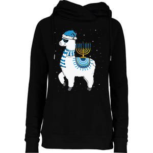 Menorah Hanukkah Llama Cute Alpaca Chanukah Christmas Pajama Womens Funnel Neck Pullover Hood