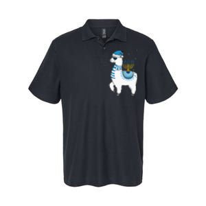 Menorah Hanukkah Llama Cute Alpaca Chanukah Christmas Pajama Softstyle Adult Sport Polo