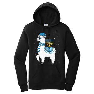 Menorah Hanukkah Llama Cute Alpaca Chanukah Christmas Pajama Women's Pullover Hoodie