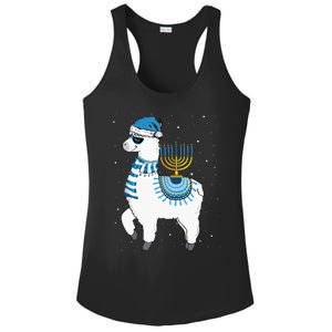 Menorah Hanukkah Llama Cute Alpaca Chanukah Christmas Pajama Ladies PosiCharge Competitor Racerback Tank