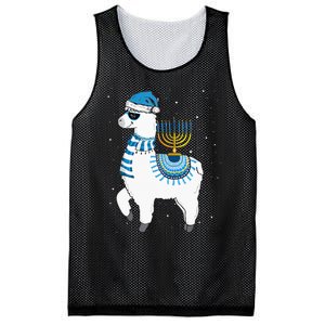 Menorah Hanukkah Llama Cute Alpaca Chanukah Christmas Pajama Mesh Reversible Basketball Jersey Tank