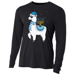 Menorah Hanukkah Llama Cute Alpaca Chanukah Christmas Pajama Cooling Performance Long Sleeve Crew