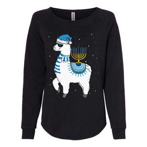 Menorah Hanukkah Llama Cute Alpaca Chanukah Christmas Pajama Womens California Wash Sweatshirt