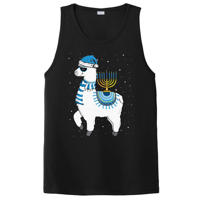 Menorah Hanukkah Llama Cute Alpaca Chanukah Christmas Pajama PosiCharge Competitor Tank