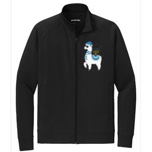 Menorah Hanukkah Llama Cute Alpaca Chanukah Christmas Pajama Stretch Full-Zip Cadet Jacket